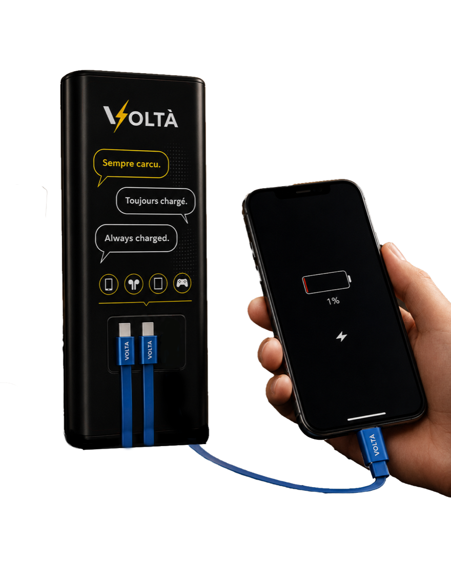 Borne Voltà rechargeant un téléphone