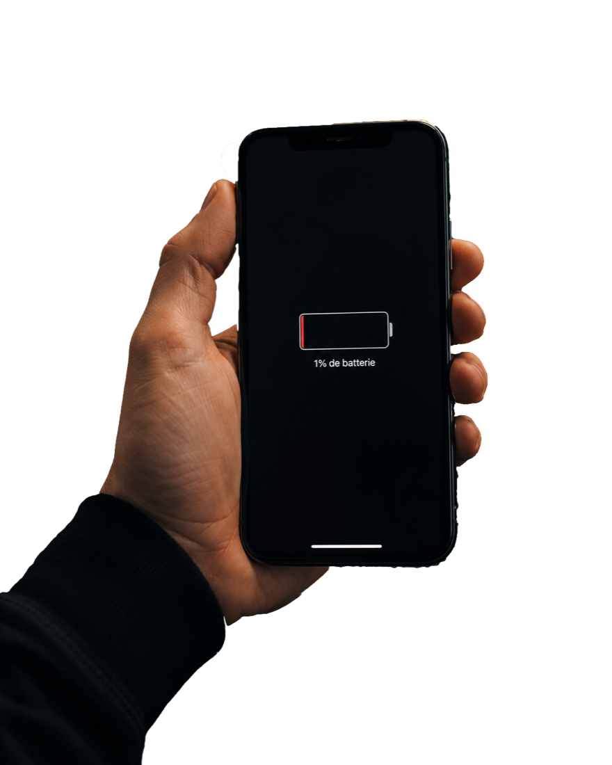 Téléphone à 1% de batterie